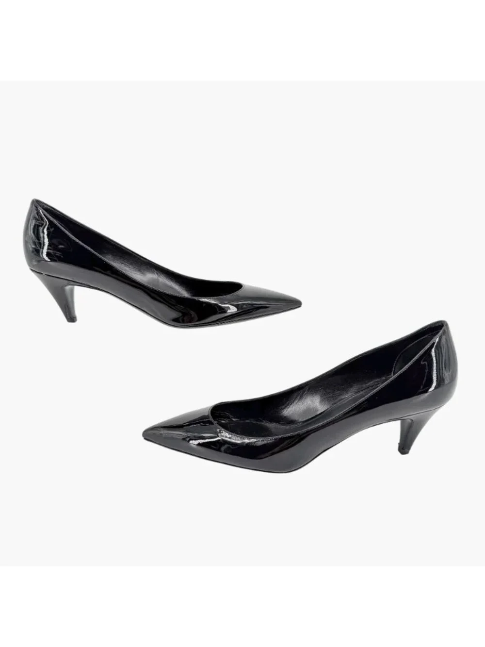 Saint Laurent Charlotte Pumps Heels Black Patent Size 39 US 9 Pointed Toe - Picture 7 of 15